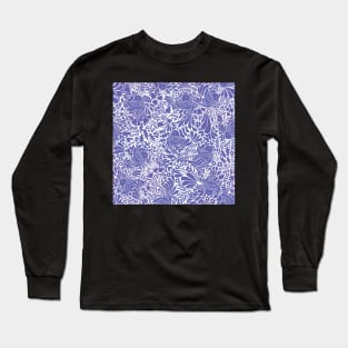 Birds and swirly flowers very peri Long Sleeve T-Shirt